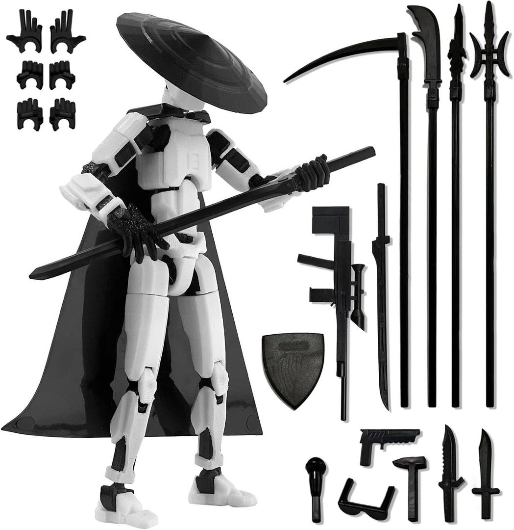 Already Assembled T13 Action Figure Accessories,Dummy 13 T13 Multi-Jointed Movable 3D Printed Toys (White)