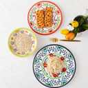 12 pcs Talavera Melamine Dinnerware Set, Service for 4 Melamine Plates and Bowls Set, Unbreakable Dishes Dinnerware Set, Great for RVs, Camping, BPA Free and Dishwasher Safe