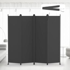 Kokorona 4 Panel Room Divider, 6FT Tall Folding Privacy Screen Wall Dividers, Portable Privacy Screen Freestanding Room Divider for Room Separation, Included - Cover Strips, Grey, 88''W x 71''H
