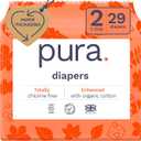 Pura Hypoallergenic Diapers, Size 2 (7-13 lbs) Totally Chlorine Free, Wetness Indicator, Suitable for Sensitive Skin, Soft Organic Cotton Comfort, Overnight, 1 Pack of 29 Baby Diapers