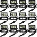 Weewooday Mini Digital Temperature Humidity Meters Gauge with Probe Gauge LCD Fahrenheit Display Thermometer Hygrometer for Incubator Reptile Plant Greenhouse Chicken Coop Garden(Black, 12 Pieces)