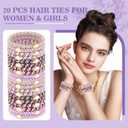 FORENEE 20Pcs Braided Hair Ties for Thick Hair - Violet | Stretchy braided bands offer secure hold for thick hair; gold beads suit ponytails, daily styling, workouts and wrist wear