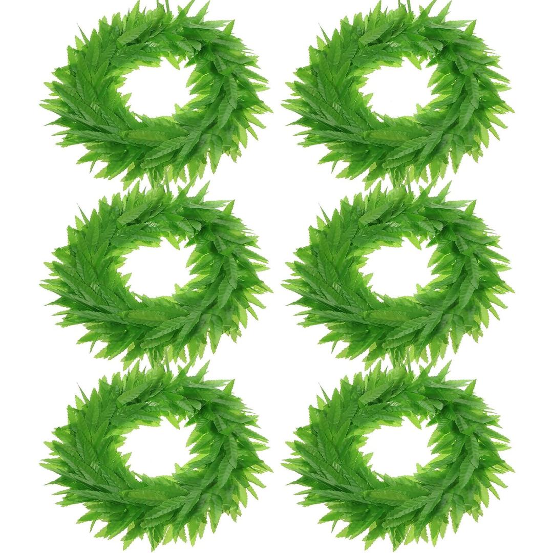 WILLBOND 6 Pieces Tropical Fern Leaf Headband Hawaiian Tropical Leis Headband Knitted Fabric Toga Headwear Leaf Crown