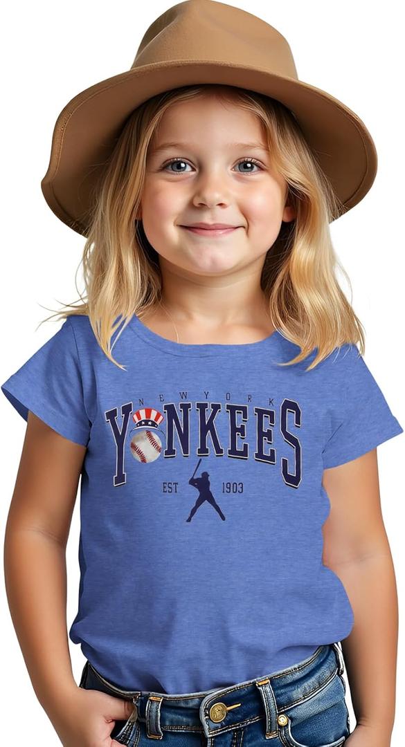 BOUTIKOME Toddler Baby Boys Girls Baseball Shirt Baseball Team Graphic T-Shirt Baseball Fan Tees Game Day Outfit Summer Tops Size 90