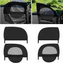 4PCS Zipper Car Window Shades for Side Window,Mesh & Blackout Car Windows Screens for Camping & Privacy,Breathable Front/Rear Cars Windows Covers with Nylon Stickers