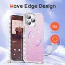 Compatible with iPhone 12 Pro Max Case & iPhone 13 Pro Max Case Magnetic Glitter iPhone 12&13 Pro Max Phone Cases 6.7" with Curly Wavy Design [Bling & Cute][Compatible with Mag-Safe],Pink