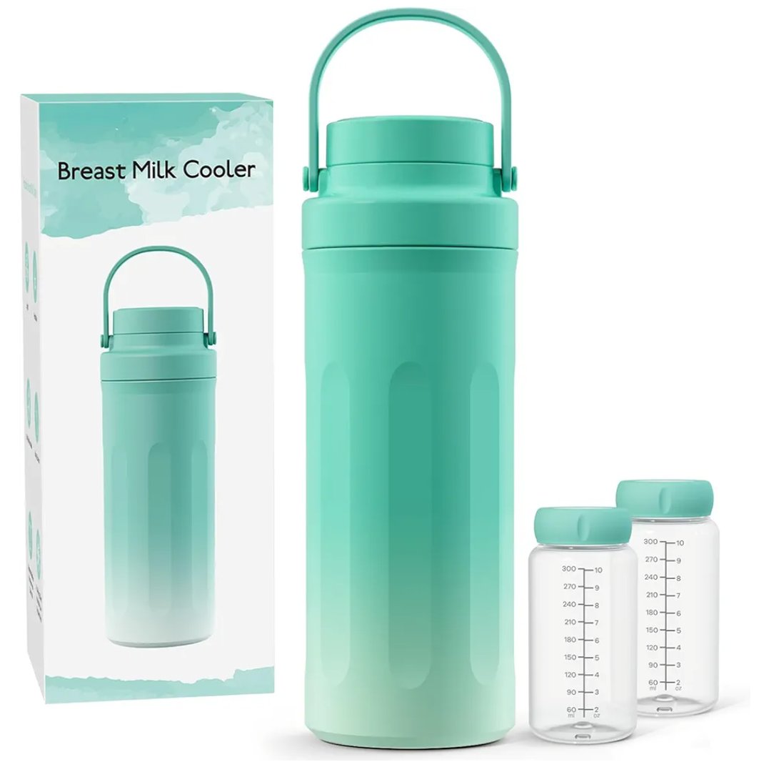 22oz Portable Breast Milk Cooler for Work & Travel, Breastmilk Cooler with 360° Total Cooling for 24 Hours & Leak-Proof Dual-Bottle for Breastfeeding Moms' All-Day Needs