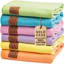 Gold CASE LYCIA Turkish Beach Towel Set of 6 – 100% Cotton Turkish Beach Towels Bulk 70 x 38'' – LYCIA Oversized, Quick Dry & Sand Free Beach Towel – Lightweight Towels Set in Multi Color Tones