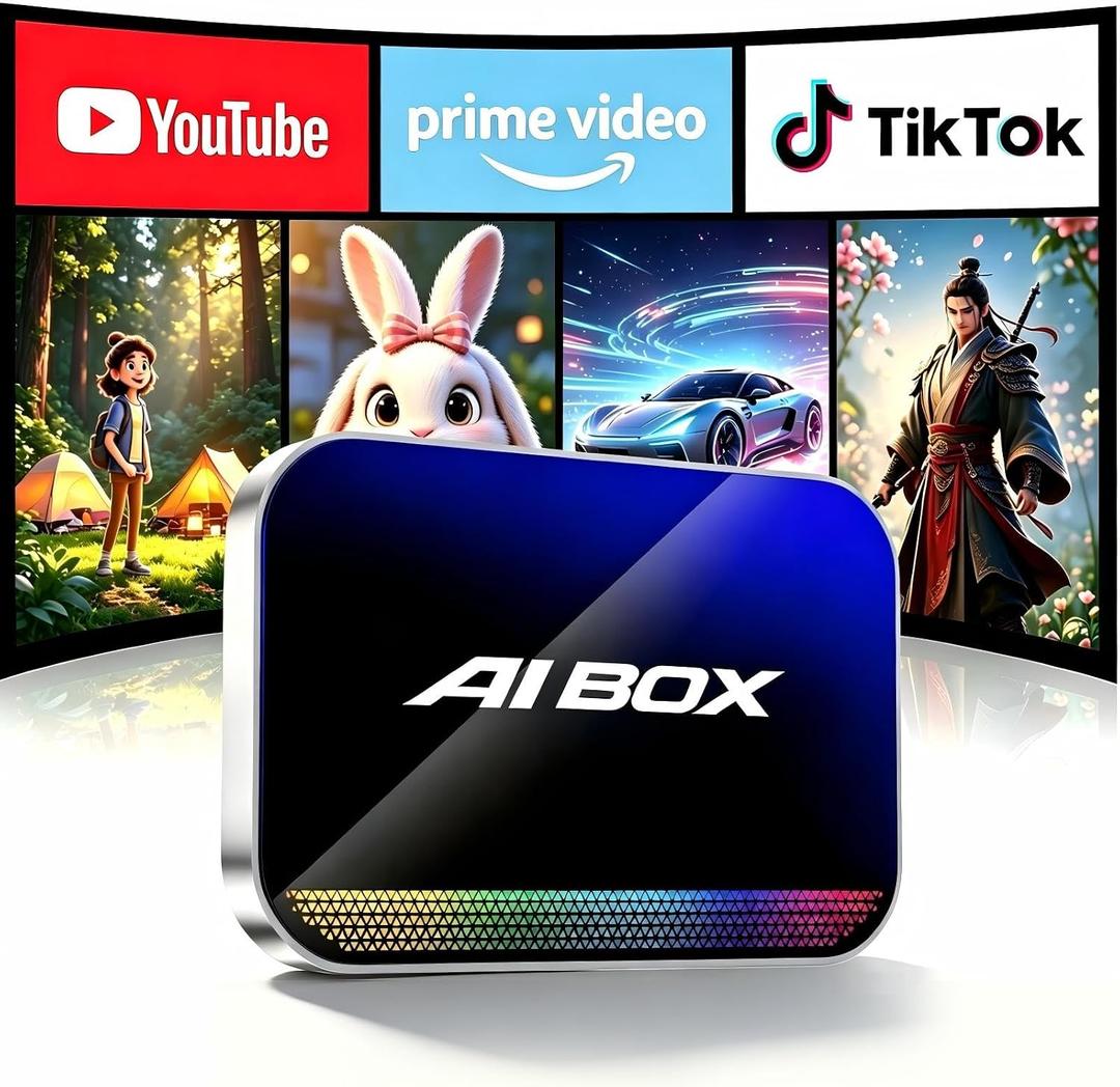 Wireless CarPlay Android Auto Adapter AI Magic Box with Net-Flix YouTube TikTok, Built-in Play Store and Screen Mirroring, Plug and Play Video Adapter for OEM Factory Wired CarPlay Vehicles