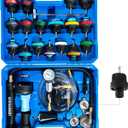 SIXIWANZI 31pc Coolant Pressure Tester and Vacuum Refill Kit with 24 Radiator Adapters, Universal Radiator Pressure Tester Kit for Automotive Cooling System Water Tank Leakage Detection