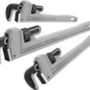 DURATECH 3-Piece Heavy Duty Aluminum Straight Pipe Wrench Set, 10", 14", 18", Adjustable Plumbing Wrench Set, Drop Forged, Exceed GGG Standard