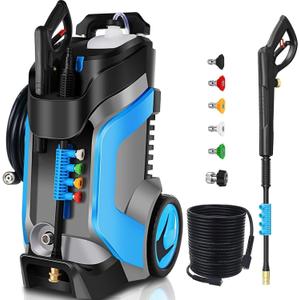 5000PSI Electric Pressure Washer 4.0GPM High Power Washer with M22-14mm Pressure Hose 33FT,Powerwashers with1/4 QC Compatible SurfaceCleaner, 5 Nozzle and Soap Bottle for Home, Car, Patio (Blue)