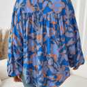 Astylish Womens 2026 Boho Floral Loose Spring Summer Tops Lantern Sleeve Flowy Blouses V Neck Button Down Shirts (M)