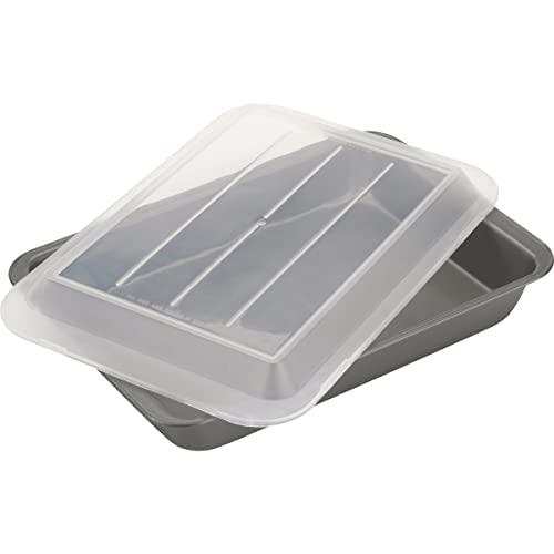 GoodCook Everyday Nonstick Steel Oblong Pan with Lid, 9" x 13", Gray