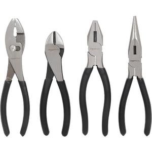 Amazon Basics Pliers Set, Hand Tools for Precision, Cutting Wire Cutter with Needle Nose and Diagonal, Quality Tool Set for Home Maintenance, Set of 4, Black and Silver