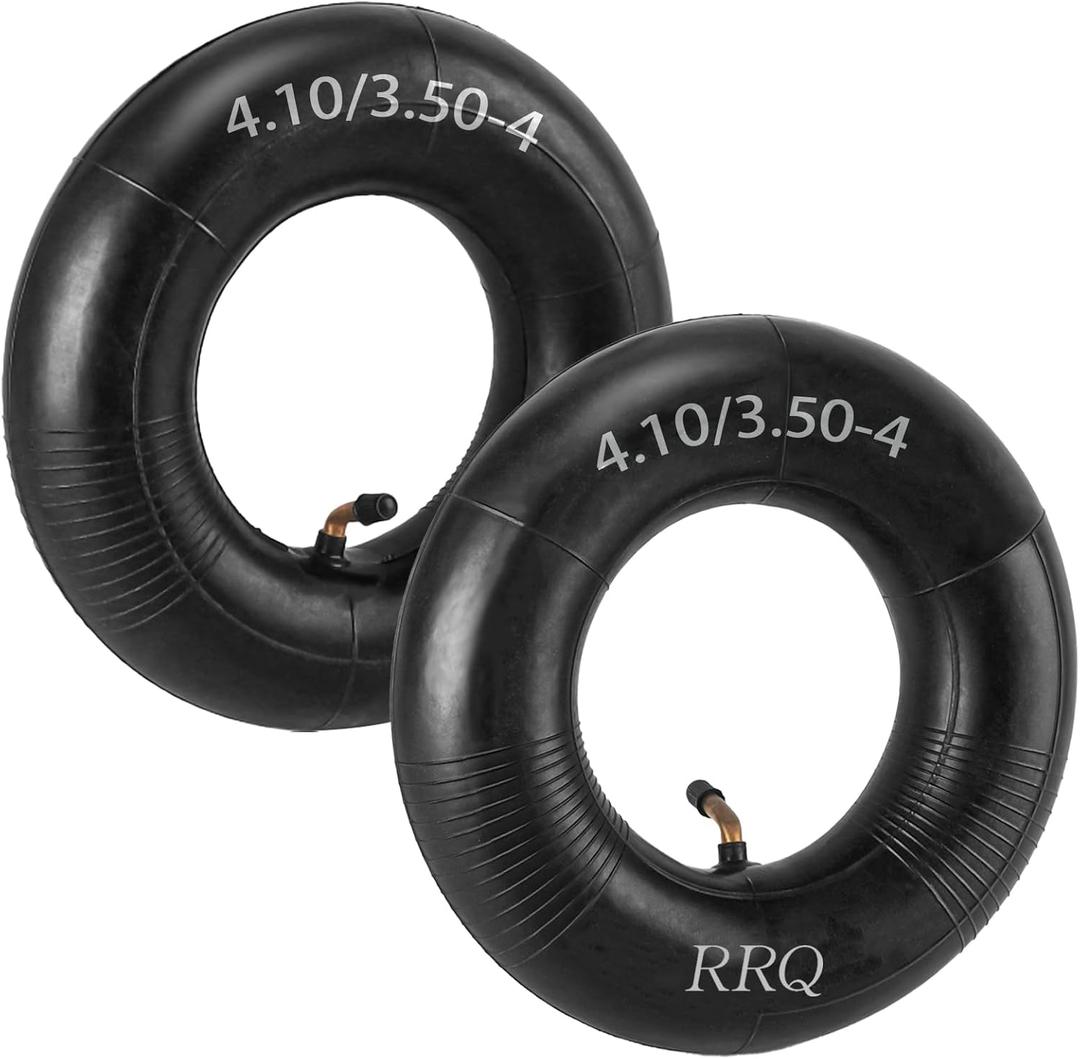 (2 Pack) RRQ 4.10/3.50-4 Tire Inner Tube with TR-87 Bent Valve Stem, 4.10/3.50-4 Heavy Duty Replacement Inner Tube for Wheelbarrows, Hand Trucks, Dollies, Wagon, Garden Carts, Lawn Mowers and More