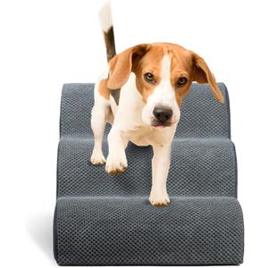 Daphne's Pet Non-Slip Dog Ramp for Couch 23.6"x15.7"x15.7", 3-Step Dog Stairs for Bed, Grey, Polyester Dog Steps for Small Dogs, Puppies, and Seniors