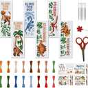 FREEBLOSS 6 Set Cross Stitch Bookmark Kit Cartoon Dinosaur Stamped Cross Stitch Kits for Beginners DIY Embroidery Bookmarks DIY Bookmark Kit for Adults Gift 6 * 20CM