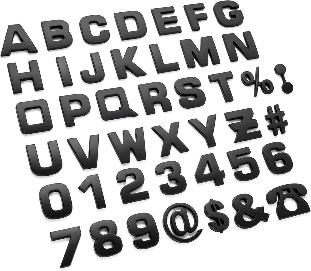 Lamoutor 43Pcs Large Size Car Emblem Letters Sticker DIY 3D Chrome Number Symbol Badge DecalBlack