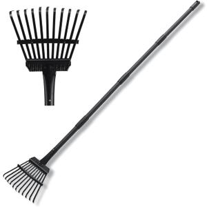 Small Rakes for Garden Beds,11 Tines Heavy Duty Metal Yard Hand Rake with 63in Adjustable Handle,Ideal Gardening Rakes for Gathering Leaves,Shrub,Dog Poop,Garden Flower Beds
