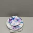 DaYammi 20 Pcs Purple Plastic Plates with Watercolor Floral Plates Heavy duty Watercolor floral Plastic Plate 10.25 inch Dinner plates and 7.5 inch Dessert plates for Party Wedding
