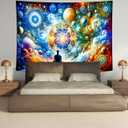 Delur Time Travel Tapestry Galaxy Meditation Universe Starry Sky Wall Hanging Tapestry Milky Way Outer Space Abstract Psychedelic Fantasy Headboard for Bedroom Living Room Home Decor (59.1" x 78.7")