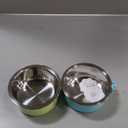 kathson Crate Dog Bowl, Removable Stainless Steel Hanging Pet Kennel Cage Bowl Food & Water Feeder Coop Cup for Puppy, Cat, Rabbit, Guinea Pigs Ferret Bird (2 PCS, Size: M, Blue and Green)