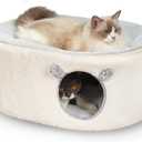 Cat Bed for Indoor Cats, Fluffy Large Enclosed Cat House Cave Pet Bed Hammock with Removable Washable Cover for Sleeping Cats, Kittens, Small Dog, Oval Hideaway