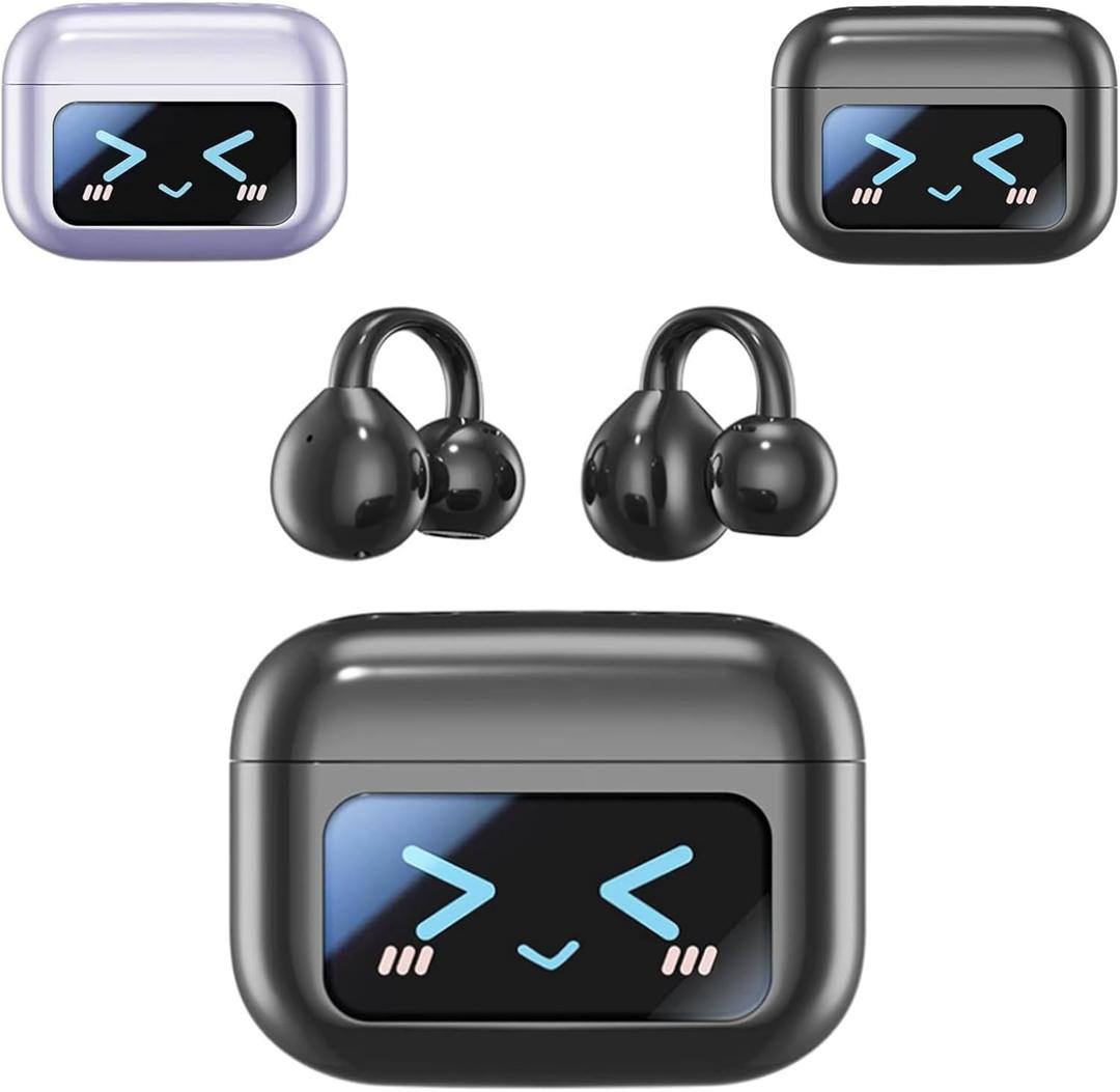 M100 Clip on Ear Headphones,Open Ear Earbuds WirelessBluetooth5.4,Ear Clip Bluetooth Headphones,Audio-Visual Future Touch Screen, Earclip Earbuds Wireless Bluetooth,with Smart Screen Touch (Black)