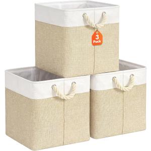 Livole 13x13 Cube Storage Bins Fabric Storage Bins with Rope Handles