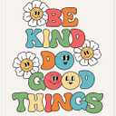 Retro Poster Wall Art Print, Be Kind Poster, Positive Quote Wall Art, Colorful Wall Decor, Cute Room Decor, Rainbow Retro Aesthetic Decor