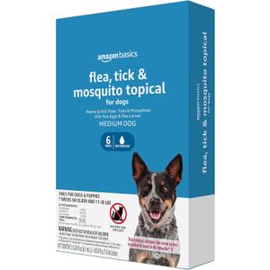 Amazon Basics Flea, Tick & Mosquito Topical Treatment for Medium Dogs (11-20 pounds), 6 Count (Previously Solimo)