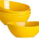 Hasense Porcelain Serving Bowls for Entertaining, Salad Bowls Large Serving for Parties, 36 Ounce Large Serving Dishes for Salad Pasta Popcorn, Dishwasher Microwave Safe, Set of 4, Yellow