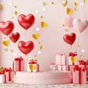 200 Pcs Heart Wall Decoration 3D Heart Stickers Glitter Paper Wall Decal for Office Bedroom Bathroom Wedding Anniversary Home Decor 4 Different Sizes(Gold and White)