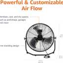 Amazon Basics 20" High Velocity Industrial Cooling Floor Fan with 3 Speeds, Tilt Head, ETL-Listed Safety Compliance, Metal Housing and Blades, for Commercial Space/Garage/Gym, 125W, Black