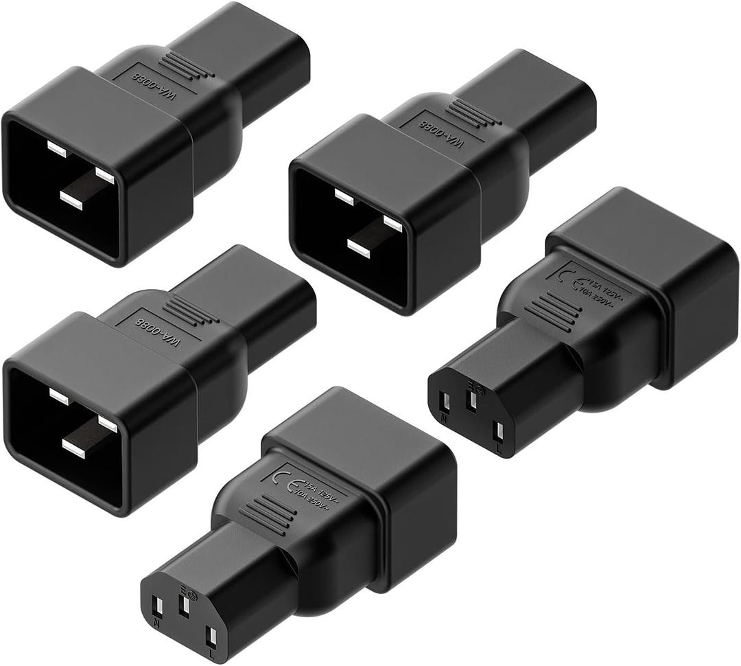 5 PACK IEC 320 C13 to C20 AC Adapter, IEC 15A to 10A,16A to 10A AC Converter,C20 16A to C13 10A Power Connector