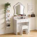 Versatile 5 Tier Wall Shelf Unit, Floating Shelves for Wall (Round Corner), Vertical Lack Wall Shelf for Bedroom, Vanity, Living Room, Home Decor Makeup Organizer Display, White