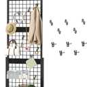 HOOBRO Grid wall Panel units 5.6' x 1.7' Ft Grid Display Rack, Gridwall Panel Display Stands with 5 Garment Hooks & 5 S-Hooks, Wire Grid Display Rack, for Retail Show, Black BB45DC01