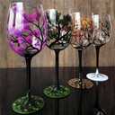 LYFJMUS Pack of 4 Four Seasons Tree Wine Glasses Hand Painted Wine Glass with Stemmed Fall Leaves Flower Seasons Colored Wine Glasses for Home Office Decor Ornament Gifts