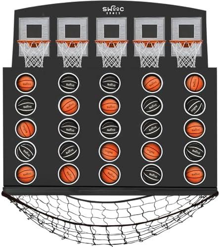 SWOOC Games - Low Post Lineup™ | Wall Mounted Giant Basketball 4 in A Row w/ 5+ Games | Basketball Hoop for Room Wall Games | Game Room Games | Mini Basketball Hoop Indoor Connect | Four in A Row Game