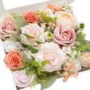 Ling's moment Fake Flowers Box, Faux Artificial Greenery Stems Foam Roses Gardenia Silk Peony Ranunculus Fabic Flower for Centerpieces Bouquet Wedding Vase Decorations, Garden Blush, Grand Combo