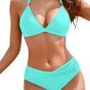 Aqua Eve Women Bikini Sets - Two Piece Swimsuit Low Rise Bathing Suit 2026 Double Strap Bikini Swimwear (Blue, L)
