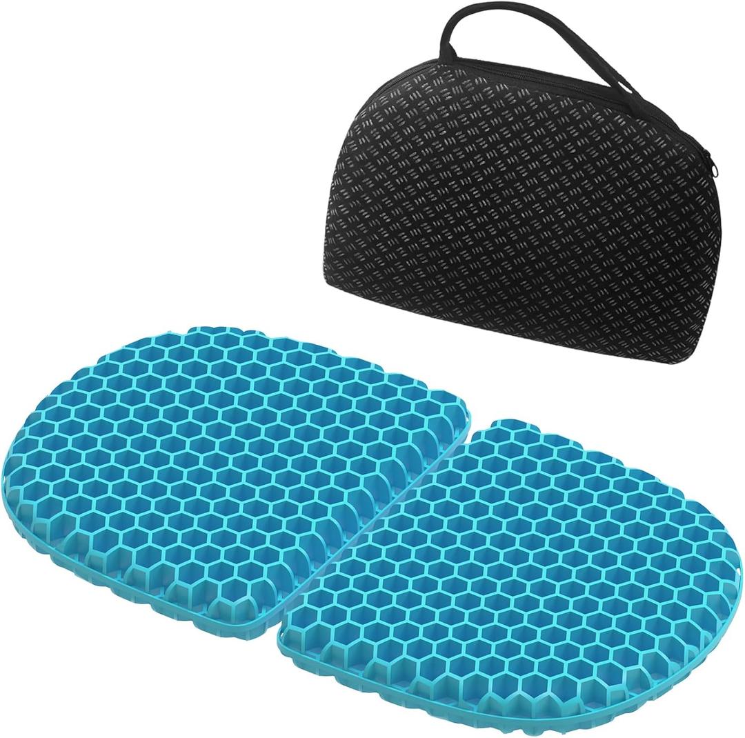 Foldable Gel Seat Cushion for Travel, Portable Chair Cushion of Airy Cooling Gel, Honeycomb Seat Cushion for Stadium & Park Bench, Portable Chair Cushion for Pressure Relief (0.9-Inch Thick, Black)