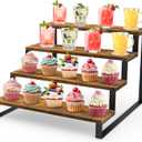 ELITEROO Wood Display Stand, 4 Tier Perfume Stand Organizer, Display Riser for Food, Tiered Cupcake Stand Risers, Table Display Shelf for Vendors Event, Candles, Tumblers, Soaps