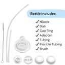 Hands-Free Baby Bottle - Anti-Colic Nursing System 9 oz Baby Bottle with Fast Flow Nipple/Teat 3m+ with Tube Straw Feeding System for Toddler (2 Bottles - Dinosaur)