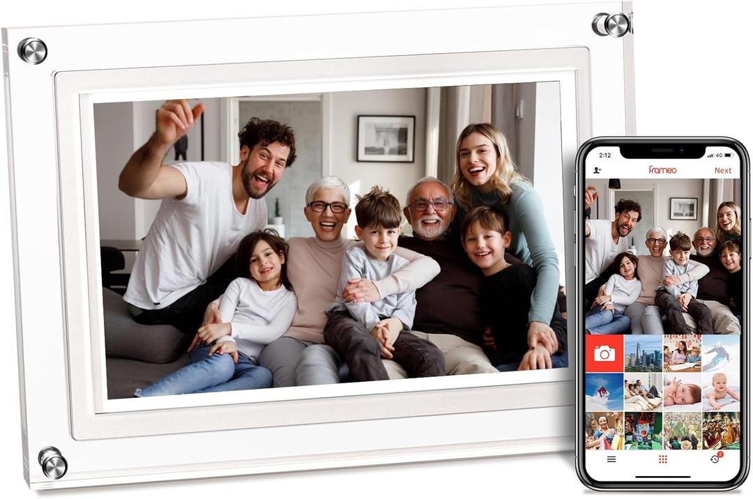 10.1inch Acrylic Digital Picture Frame, WiFi Digital Photo Frame with 16GB Large Capacity HD IPS Touchscreen,Auto-Rotate, Share Photos/Videos Instantly Via Frameo App from Anywhere