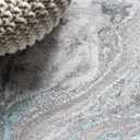 JONATHAN Y Swirl Marbled Gray/Turquoise Runner Rug 2X10 ft, Abstract for Living Room, Bedroom, Kitchen, Office, Easy-Cleaning, High Traffic, Pet-Friendly, Non-Shedding SOR203A-210