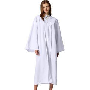 MyGradDay Unisex Matte choir robes for church Baptism Officiant Confirmation Costume,Graduation Gown Pastor &judges robe (White) 45"(5'0"-5'2")