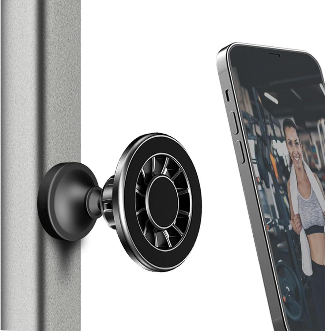 Gym Magnetic Phone Holder Mount for MagSafe Dual Magnet Magnetic Phone Mount All Metal, Strong Grip Phone Holder for iPhone 16 15 14 13 Pro Max, Compatible with Android, Gym Essentials