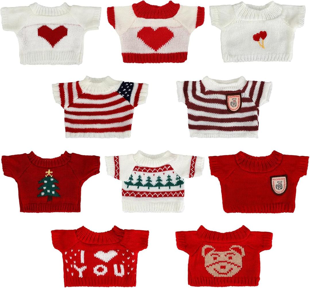 Bencailor 10 Pieces Elf Clothes Set Elf Clothes Accessories Spring Winter Christmas Birthday Party Gift Outfits Knitted Clothing Santa Sweater for Accessories
